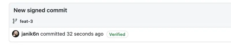 Signed commit on GitHub screenshot